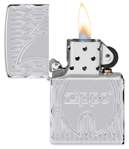 Zippo Flame Logo, High Polish Chrome Armor Lighter #48838