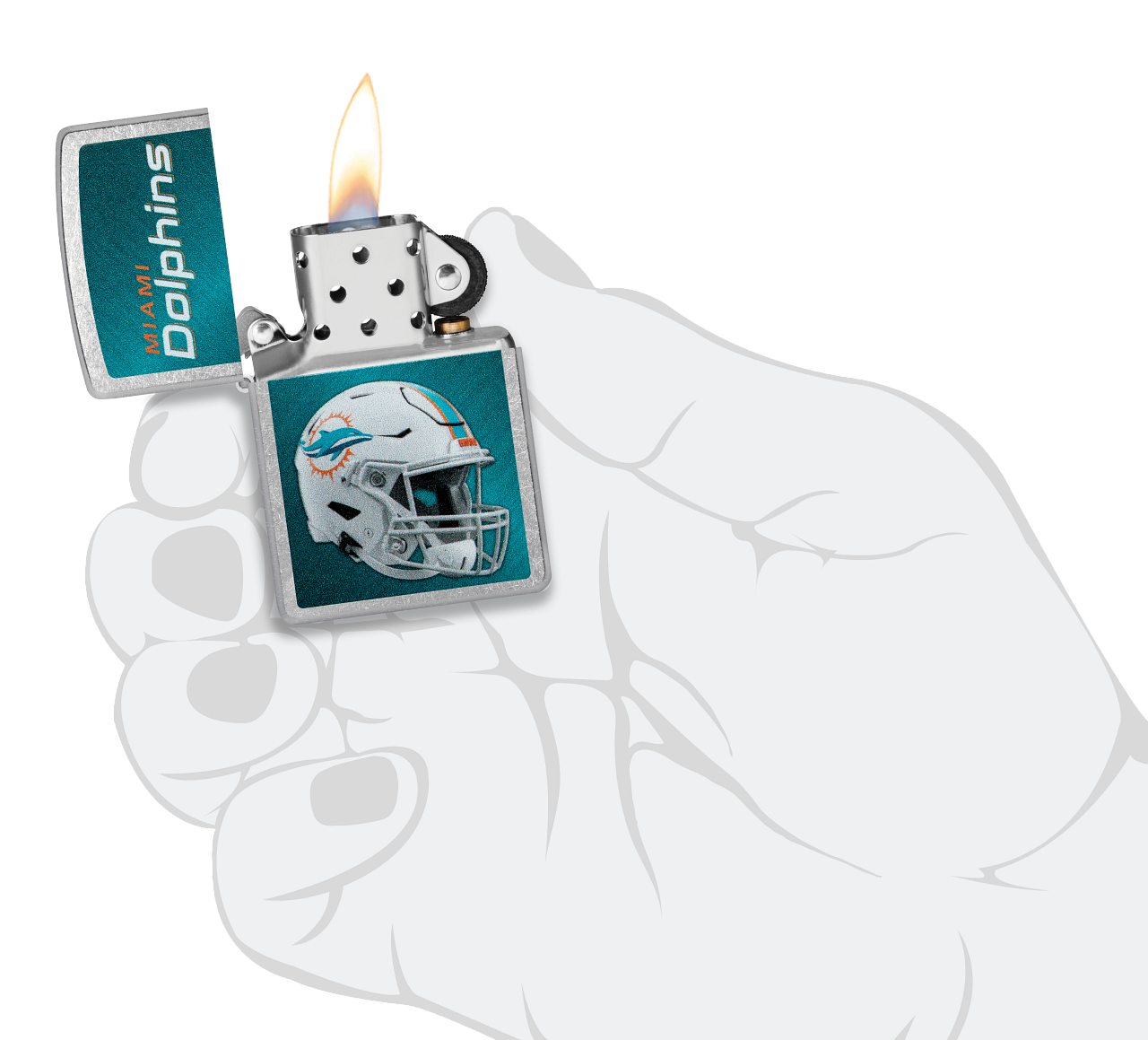 Zippo NFL Miami Dolphins Helmet Design, Street Chrome Lighter #48438