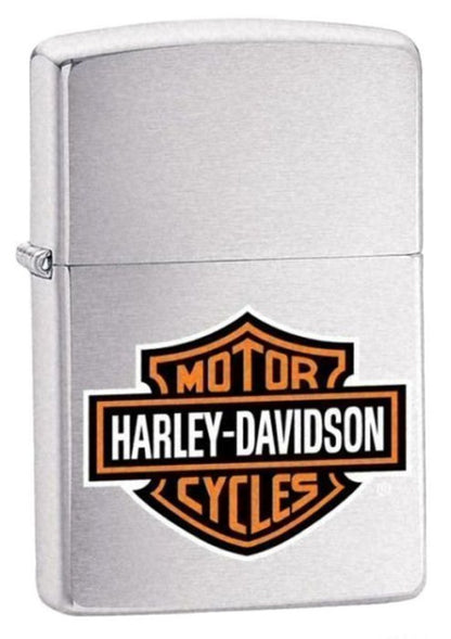 Zippo Harley-Davidson Brushed Chrome & Black Leather Pouch Gift Box Set