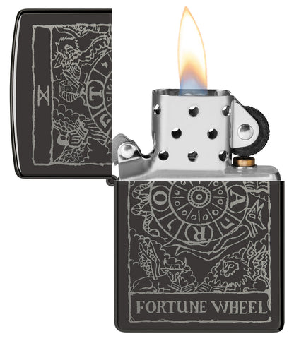 Zippo Wheel of Fortune Design, High Polish Black Lighter #46138