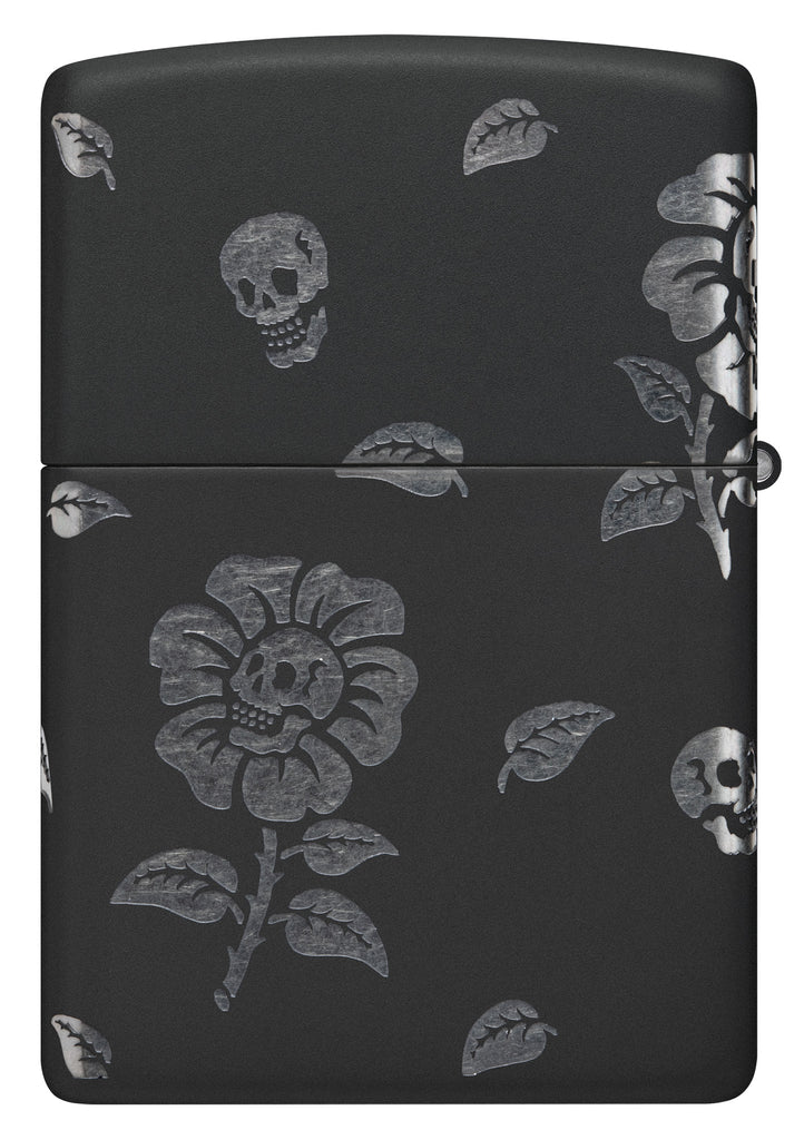 Zippo Flower Skulls 360 Design, Black Matte Lighter #48931