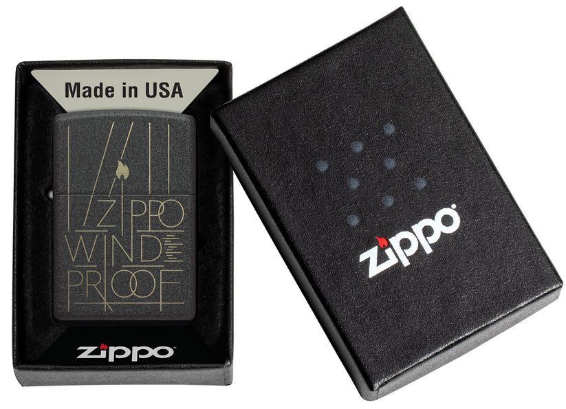 Zippo Line Art Zippo Design, Black Crackle Lighter #46172