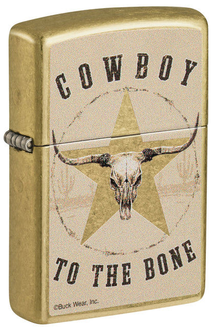 Zippo Buck Wear Cowboy To The Bone, Street Brass Lighter #48937