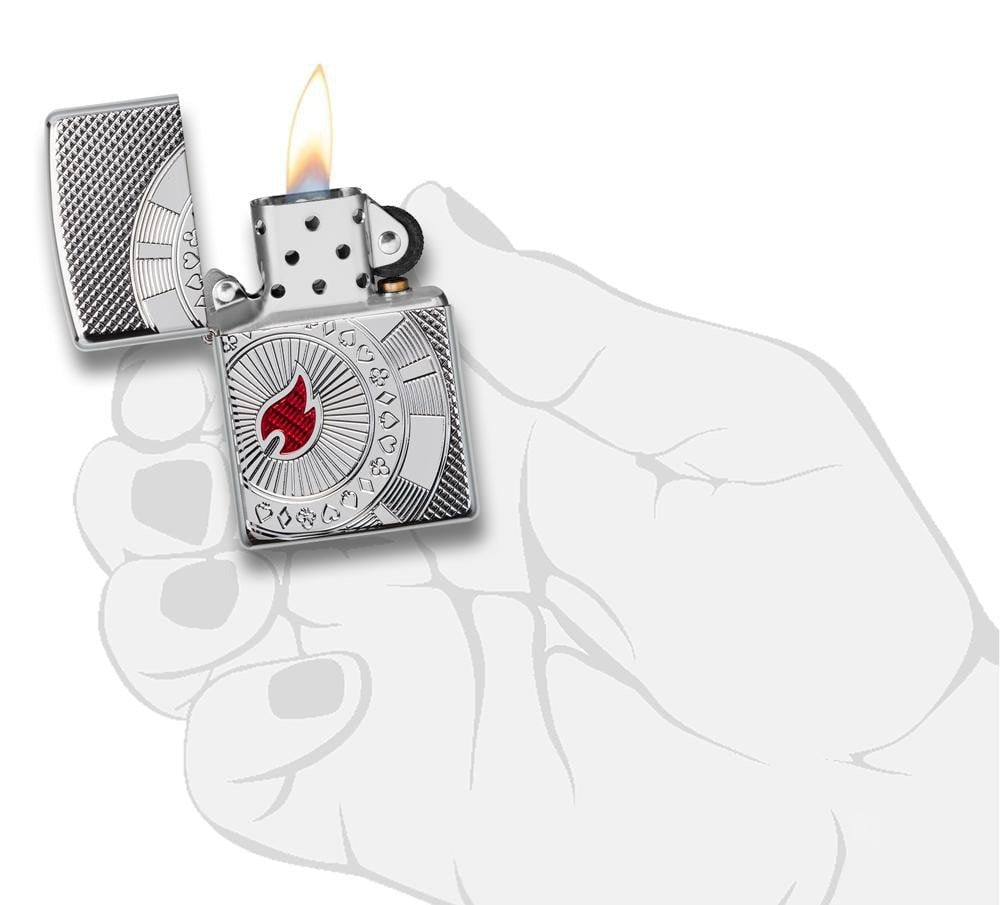 Zippo Poker Chip Design, High Polish Chrome Finish Armor Lighter #49058