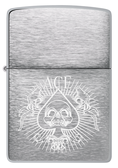 Zippo Spade Skull Design, Brushed Chrome Lighter #48500