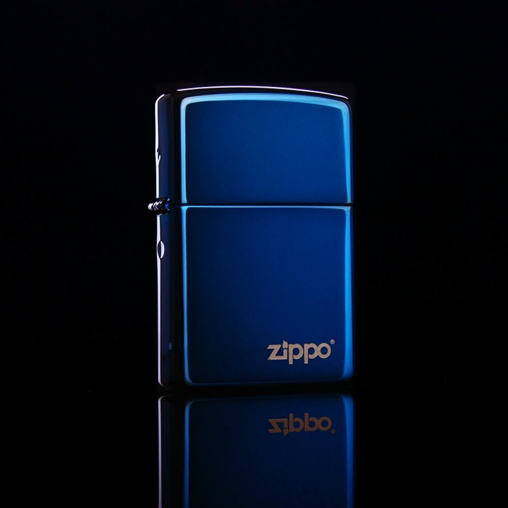 Zippo Sapphire w/ Logo Lighter, High Polish, Iridescent Blue, Windproof #20446ZL