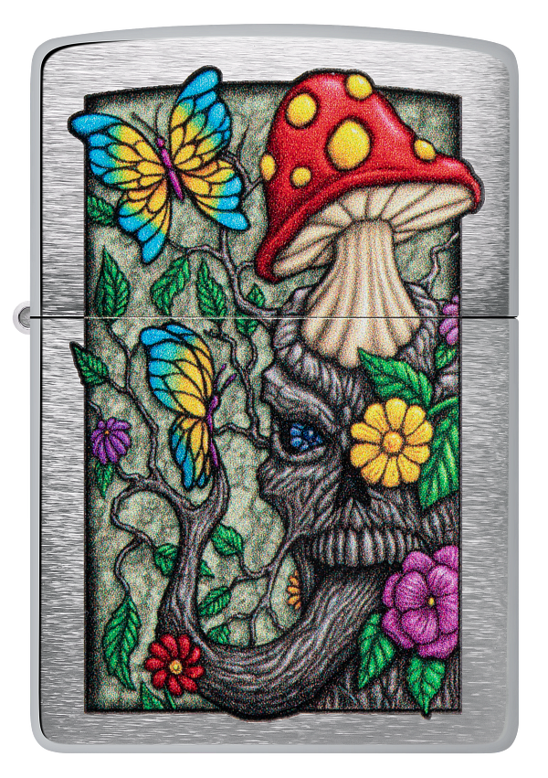 Zippo Trippy Mushroom Design, Brushed Chrome Lighter #48635