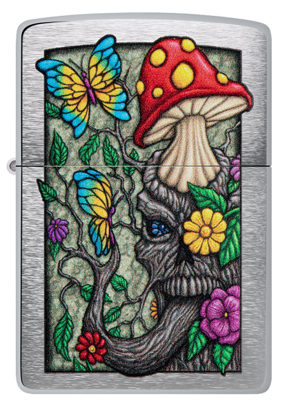 Zippo Trippy Mushroom Design, Brushed Chrome Lighter #48635