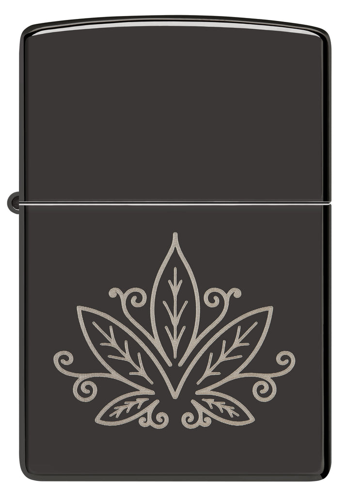 Zippo Cannabis Zentangle Design, High Polish Black Lighter #48926