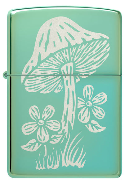 Zippo Mushroom Design, High Polish Green Lighter #46178