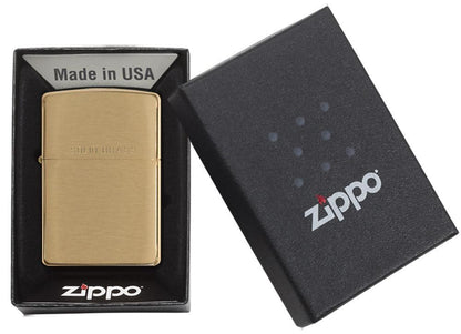 Zippo Solid Brass Engraved, Brushed Brass Finish, Genuine Windproof Lighter #204