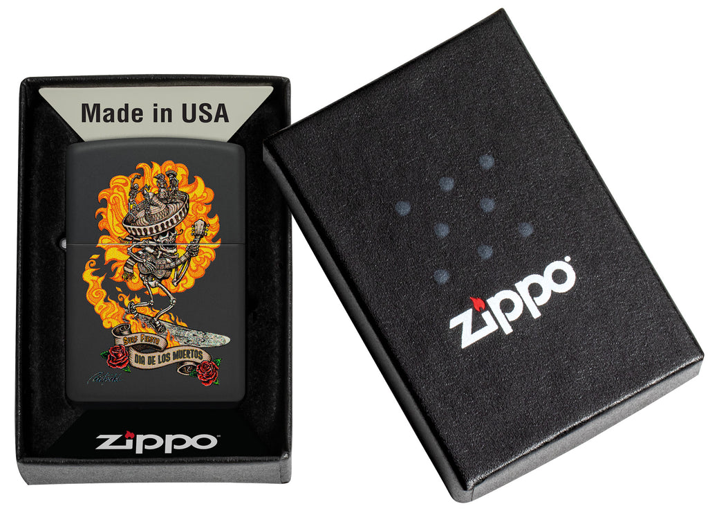 Zippo Rick Rietveld Mariachi Surfing, Black Matte Lighter #48954