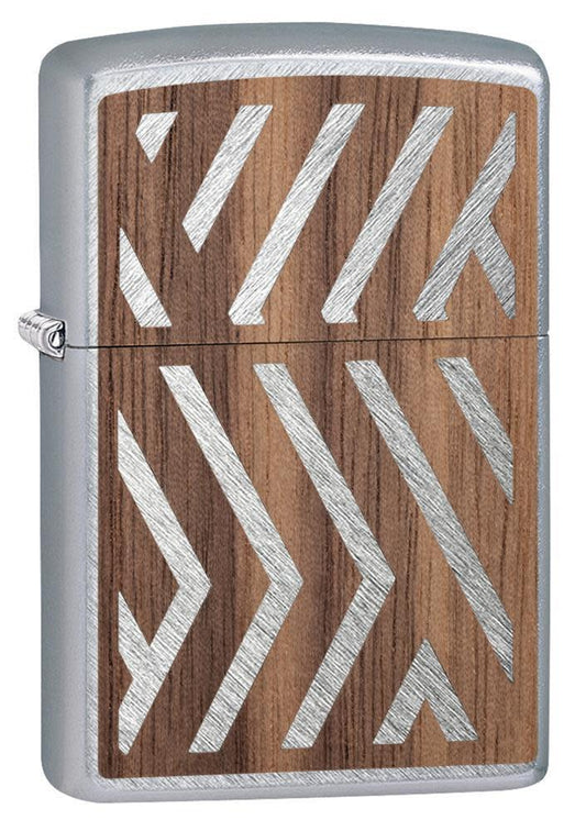 Zippo WOODCHUCK USA Herringbone Sweep, Street Chrome Lighter #29902