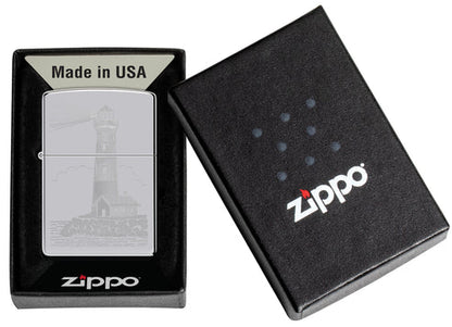 Zippo Lighthouse Design, High Polish Chrome Finish Lighter #46725