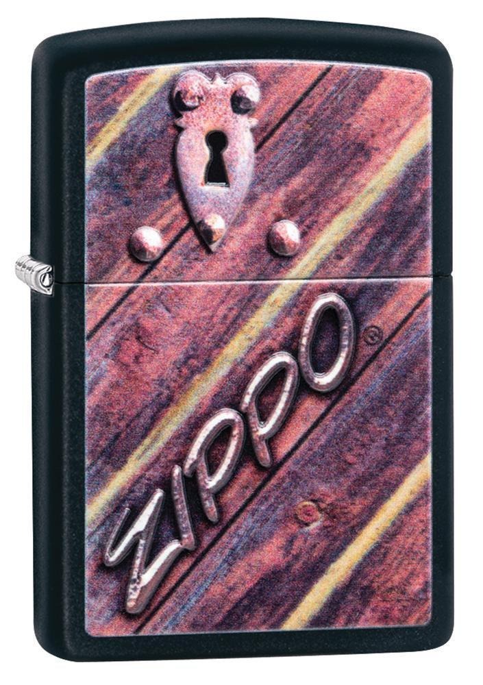 Zippo Lock Design, 3D Texturing, Black Matte Windproof Lighter #29986