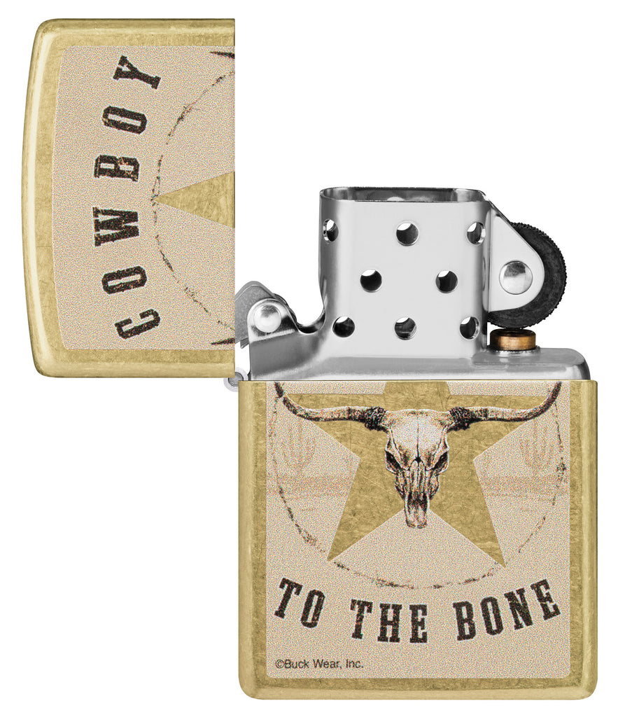 Zippo Buck Wear Cowboy To The Bone, Street Brass Lighter #48937