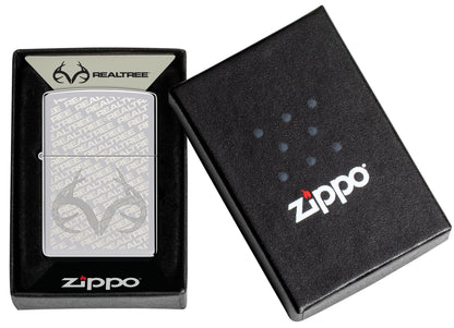 Zippo Realtree Logo, High Polish Chrome Laser Engrave Lighter #48751