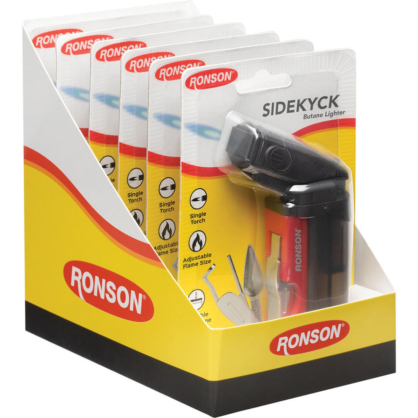 Ronson SIDEKYCK Butane Lighter Blister Pack (6 Lighters) #40175