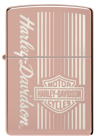 Zippo Harley Davidson Laser Engraved, High Polish Rose Gold Lighter #48992