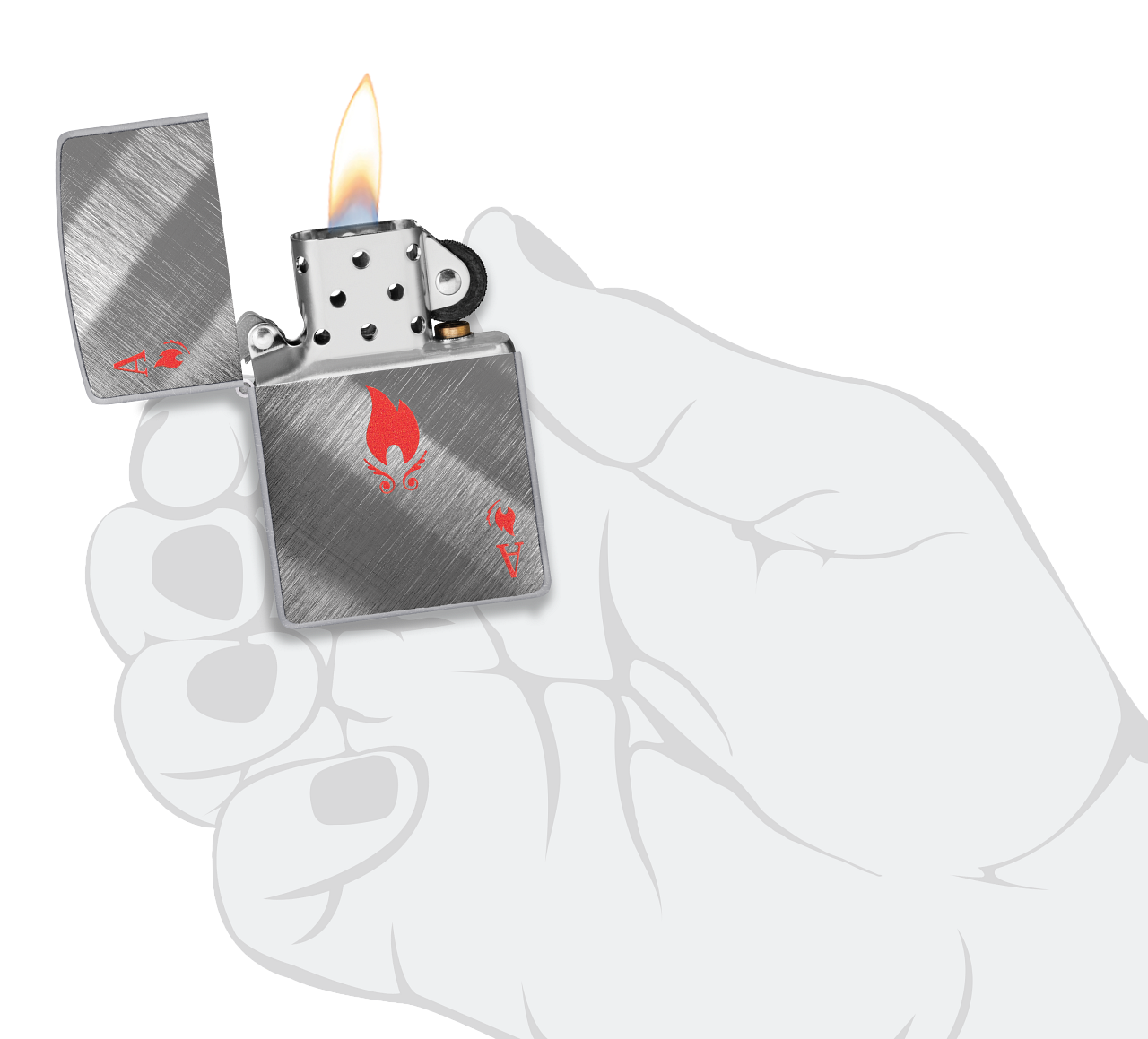 Zippo Ace of Flames Card, Diagonal Weave Finish Lighter #48451