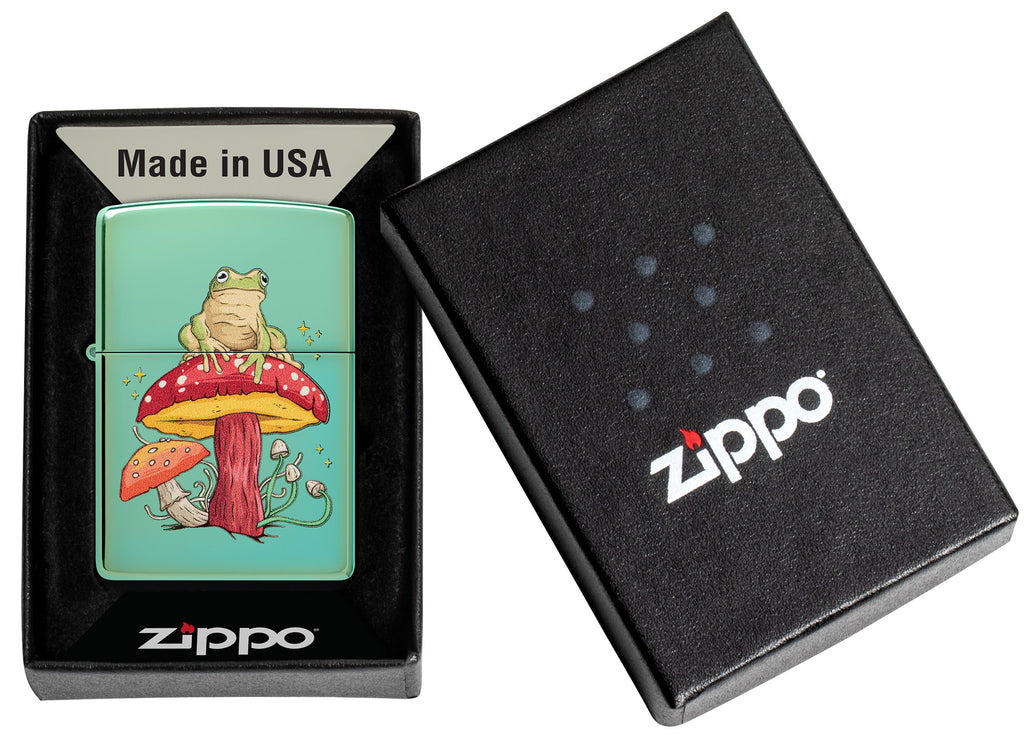 Zippo Mystical Frog Design, High Polish Green Lighter #48973