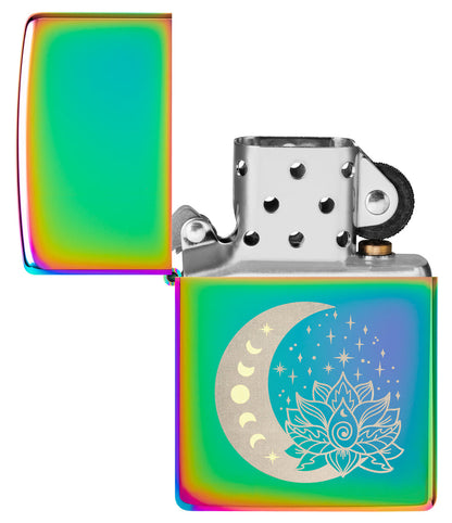 Zippo Spiritual Moon Lotus Flower Design, Multi Color Lighter #48910