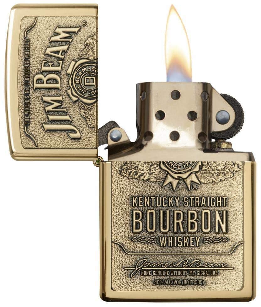 Zippo Jim Beam Kentucky Bourbon Whiskey, High Polish Brass #254BJB.929