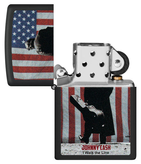 Zippo Johnny Cash I Walk The Line USA Design, Black Matte Lighter #46166