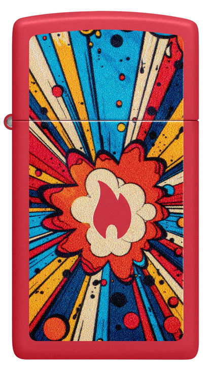 Zippo Comic Blast Design, Slim Red Matte Finish Lighter #46716