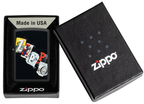 Zippo Cut and Paste Design, Black Matte Finish Lighter #46597
