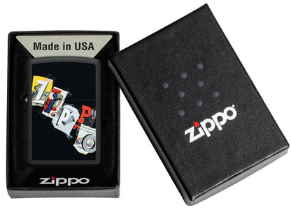 Zippo Cut and Paste Design, Black Matte Finish Lighter #46597
