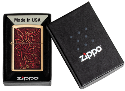 Zippo Medieval Dragon Design, Brushed Brass Lighter #48362