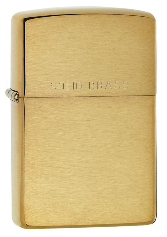 Zippo Solid Brass Engraved, Brushed Brass Finish, Genuine Windproof Lighter #204