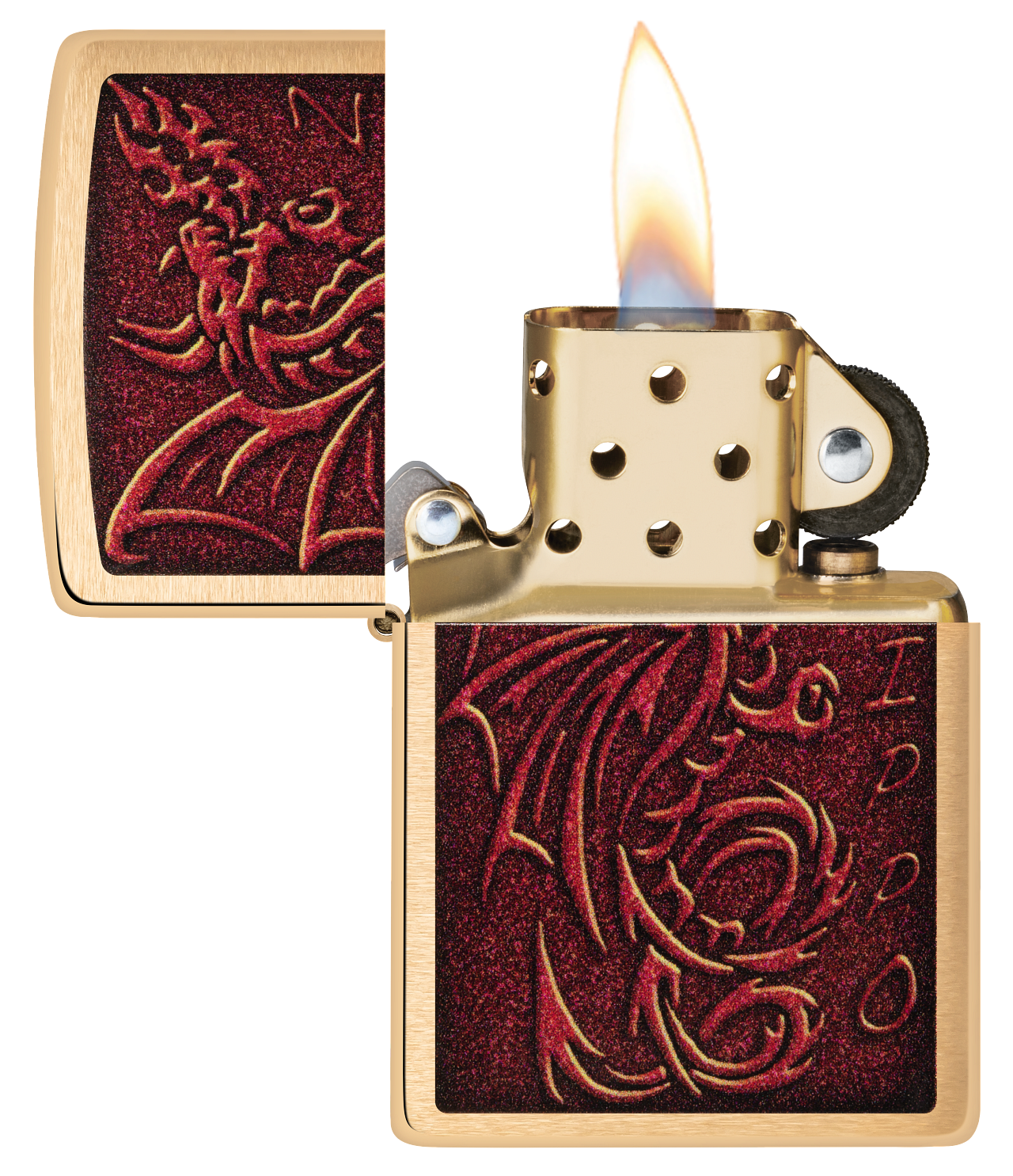 Zippo Medieval Dragon Design, Brushed Brass Lighter #48362