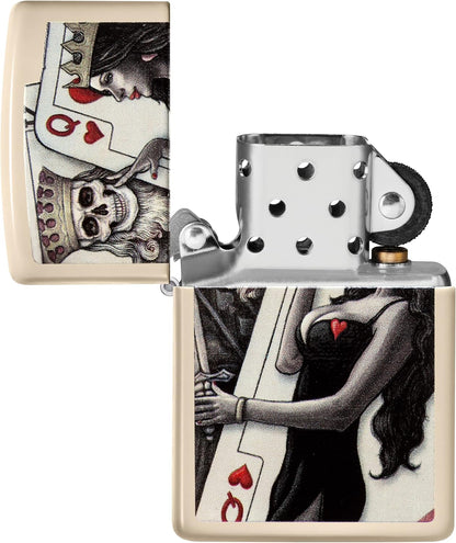 Zippo Skull King and Queen Playing Card, Flat Sand Lighter #49942