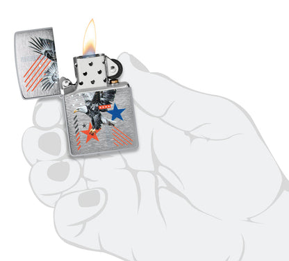 Zippo Abstract Americana Design, Brushed Chrome Lighter #46820