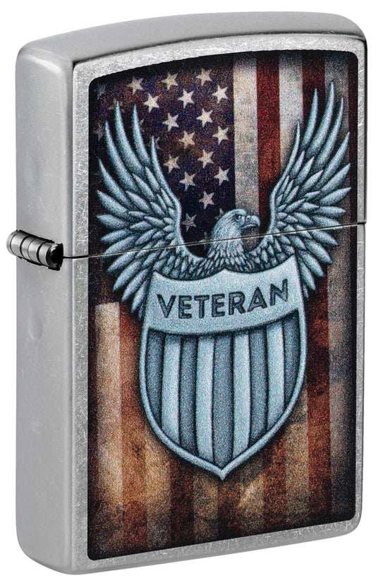 Zippo Veteran Crest Design, Street Chrome Lighter #46824
