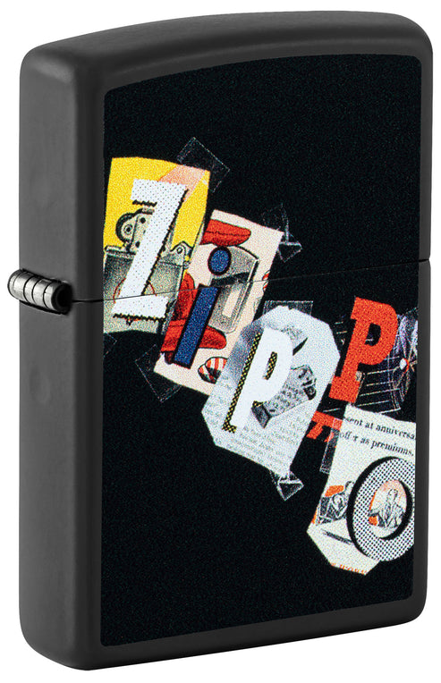Zippo Cut and Paste Design, Black Matte Finish Lighter #46597