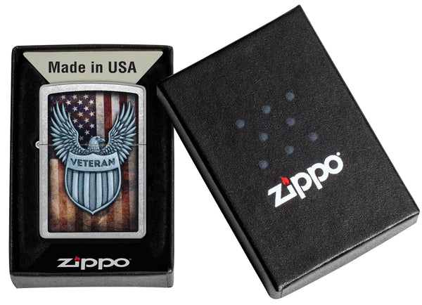 Zippo Veteran Crest Design, Street Chrome Lighter #46824