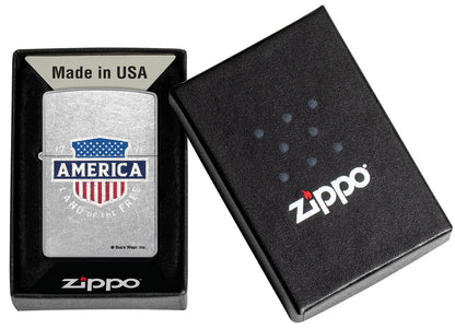 Zippo Buck Wear America Land Of The Free, Street Chrome Lighter #48938