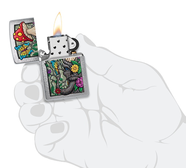 Zippo Trippy Mushroom Design, Brushed Chrome Lighter #48635