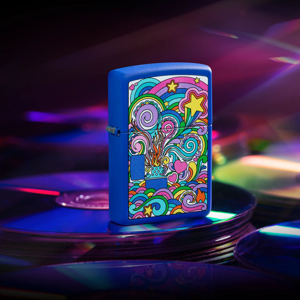 Zippo Abstract Zippo Design. Royal Blue Matte Lighter #48955