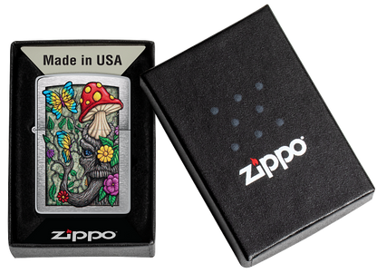 Zippo Trippy Mushroom Design, Brushed Chrome Lighter #48635