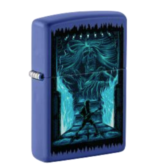 Zippo Guitarist Spirit Portal Design, Blue Matte Black Light Lighter #48843