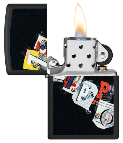 Zippo Cut and Paste Design, Black Matte Finish Lighter #46597