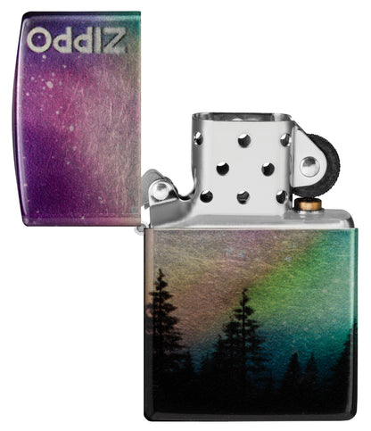 Zippo Aurora Borealis Design, 540 Tumbled Chrome Fusion Lighter #48771