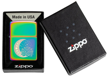 Zippo Spiritual Moon Lotus Flower Design, Multi Color Lighter #48910