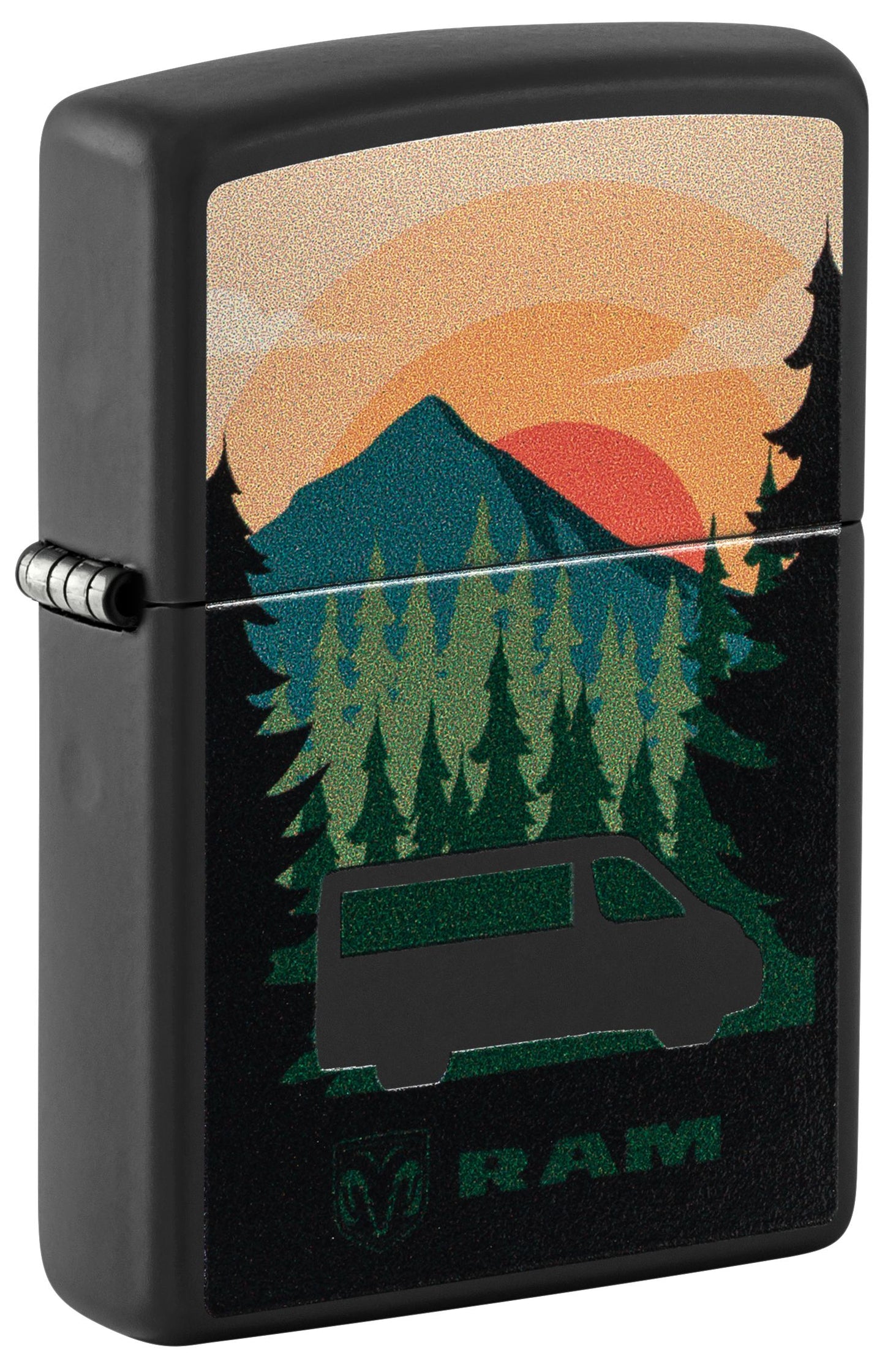 Zippo Ram Truck Automobile Nature Design, Black Matte Color Image Lighter #48764