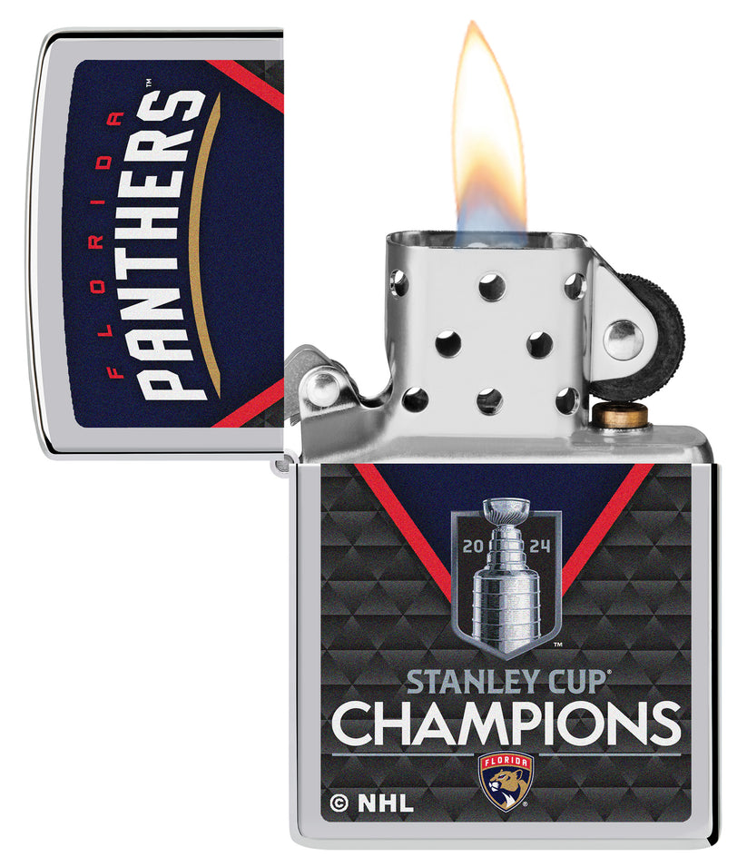 Zippo NHL 2024 Stanley Cup Champions Florida Panthers, High Polish Chrome Lighter #46370