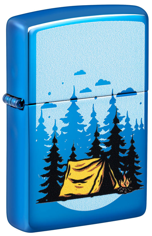 Camping Forest Scene High Polish Blue